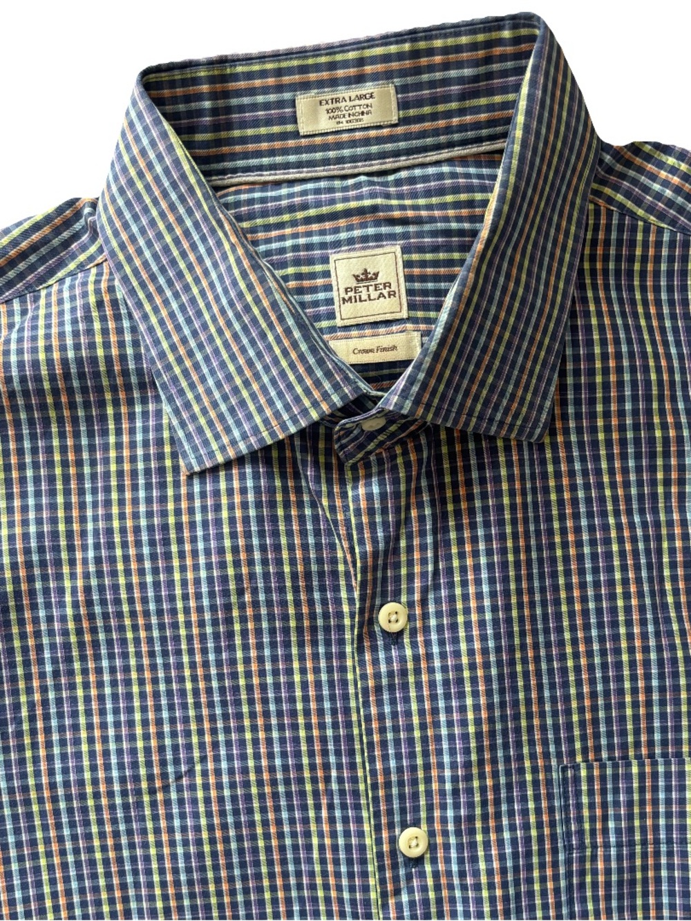 Peter Millar Crown Finish Button Up Check Long Sleeve Dress Shirt XL